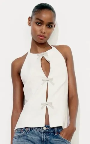 Zara JEWEL BOW‎ HALTER TOP Size XXL thumbnail 1