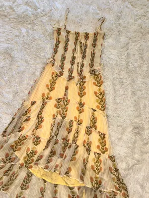 NEW Free People Alejandra Smocked Bodice Tiered Sundress cloud combo sz L thumbnail 9