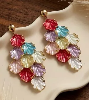 Multicolor Petal Cascade Drop Earrings thumbnail 1