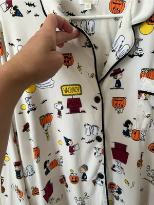 Beauty Sleep Social x Peanuts Halloween Pajama Set Plus Size XXL thumbnail 6