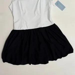 NWT!! ANTONIO MELANI Active Two Tone Bubble Hem Dress Mini Black White Large thumbnail 4