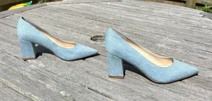Marc Fisher ZALA BLOCK‎ HEEL POINTY TOE PUMP - Light Blue Denim- size 5.5 thumbnail 1