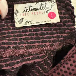 Intimately Free People BodyCon Purple Black Polkadot Mini Dress L thumbnail 5