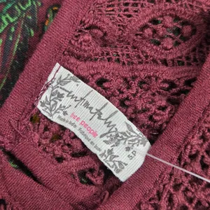 Free People Shea Printed Mini Burgundy‎ and Green Halter Dress size S thumbnail 8