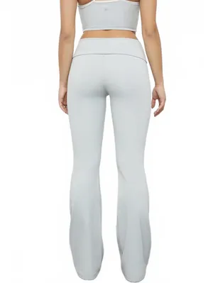 PacSun 1980 PAC WHISPER Active Gray Fold-Over Waistband Flare Yoga Pants NWT XL thumbnail 3