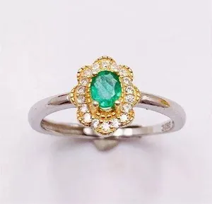 18K White Gold Plated Adjustable Birthstone Green Crystal Emerald Ring for Women thumbnail 1