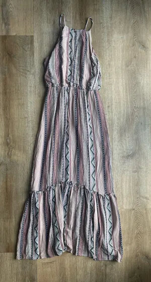 THML Pink Geo Print Midi/Halter Dress Size Small Adjustable Straps boho cottage thumbnail 5