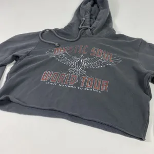 Hollister Hoodie Juniors XS Gray Mystic Soul World Tour‎ Cropped Fleece Pullover thumbnail 1