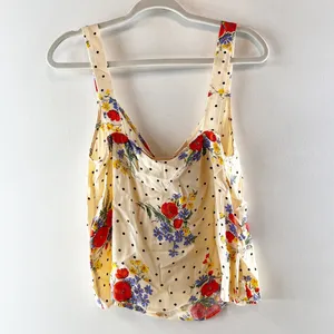 Sézane Denitsa Poppy Floral Sleeveless Tie Detail Tank Top Yellow EU 36 / US 4 thumbnail 3