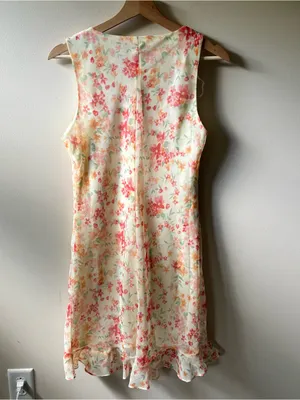 Vintage Pastel Yellow Floral Ruffle Midi Dress thumbnail 4