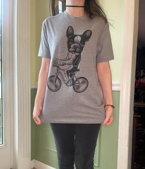 Housebroken Boston Terrier dog bicycle shirt thumbnail 2