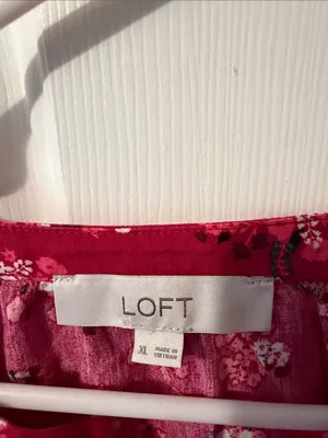 LOFT Bright Floral Button-Pleat Henley Blouse thumbnail 2