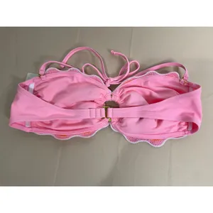 No Boundaries Crochet Bandeau Bikini Top‎ Pink Multi Stripe Large 12-14 NEW thumbnail 4