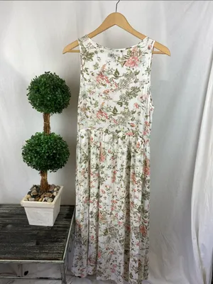 Frye White Floral Print Sleeveless Button Front Maxi Dress M thumbnail 3