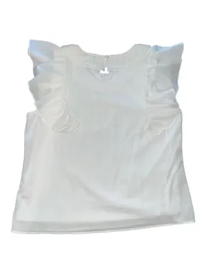 Woman's Versona White Blouse Top with Ruffled Sleeves Lined Stretchy Size Large thumbnail 6