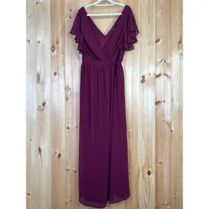 NWT Lulus Convincing Grace Burgundy Flutter Sleeve Wrap Maxi Dress Wedding Sz XL thumbnail 2