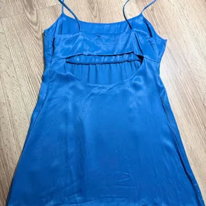 Anthropologie Satin Mini Dress Blue Open Back‎ Cutout Slip Cocktail Size 2 thumbnail 5