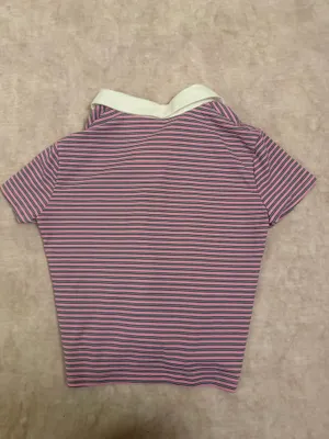 Pink Striped Collared Edikted T-Shirt thumbnail 4