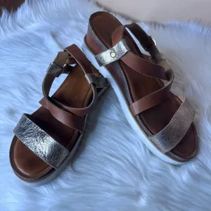 Diba True Metallic & Brown Leather Strappy Sandals Size 9.5 thumbnail 13