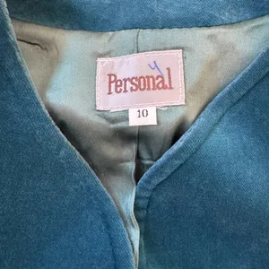 Vintage ‘80s Personal (Leslie Fay) Teal Niedieck Velvet Collarless Blazer thumbnail 7