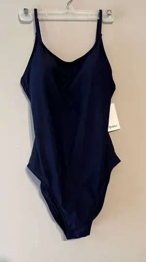 Quince Italian Cami One Piece Swimsuit in Deep Navy Blue Size S NWT! thumbnail 1