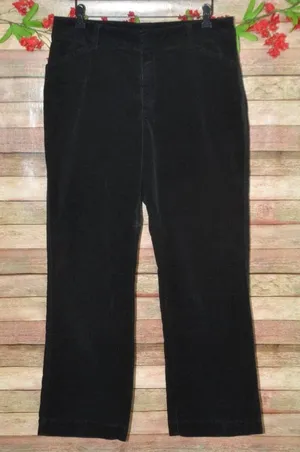 Lee Womens 14 M Black Corduroy Pants Just Below Waist Stretch Straight Leg thumbnail 1