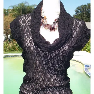 Cache Cream Stretch Lace Pucker Body Hugging Top Tunic New Dress $98 NWT Sz L thumbnail 10