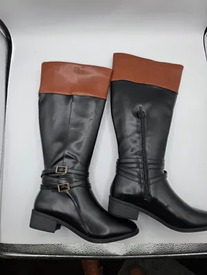 SO Trixie Womens Two Tone Black Brown Riding Knee Boots Size 6 Wide Calf NEW thumbnail 8