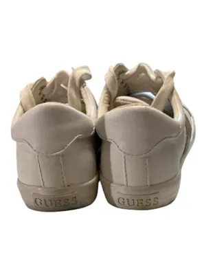 GUESS Los Angeles Women’s White Low-Top Laced Sneakers with Brown Monogram Stripe Panel thumbnail 5