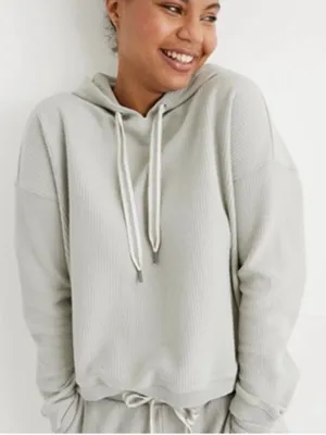 Aerie New Love Corded Hoodie Sage Small thumbnail 1