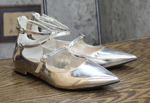 INC International Concepts Womens Valan Triple-Strapped Flats Silver Gray 7.5M thumbnail 1