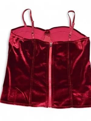 Women’s Red Velvet Bustier Top thumbnail 3