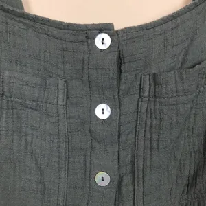 Zara Women’s Muslin Mother of Pearl Button-Up Gray Jumpsuit thumbnail 4