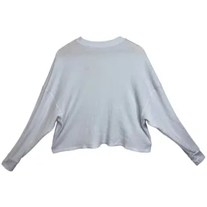 Abercrombie & Fitch AF Essential White Knit Long Sleeve Crop Sweatshirt Size S/M thumbnail 3