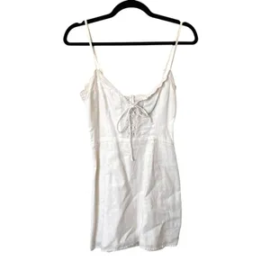 REFORMATION Linen Tie Front Mini‎ Dress White Sz 2 thumbnail 2