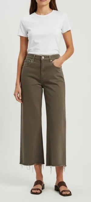 Reformation Olive Green Wide Leg Jeans thumbnail 1
