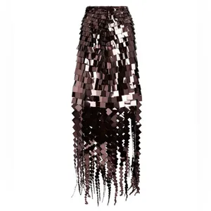 New JONATHAN SIMKHAI Lucee Paillette-Embellished High-Waisted Skirt in Chocolate thumbnail 8