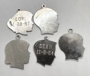 Vintage Sterling Silver Silhouette Charms Lot of 5 Boy & Girl Profiles‎ Engraved thumbnail 1