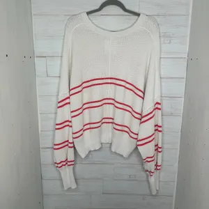 NWOT Aerie Beyond Cropped Sweater Womens Striped Cotton Knit Oversized Size XL thumbnail 3