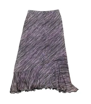 Vintage Purple Black Striped Midi Slip Skirt Ruffle Hem 90s Y2K Fairy Grunge thumbnail 1