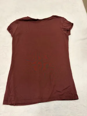 Tahari Brown Modal Blend Cap Sleeve Scoop Neck T Shirt - Size XS thumbnail 2