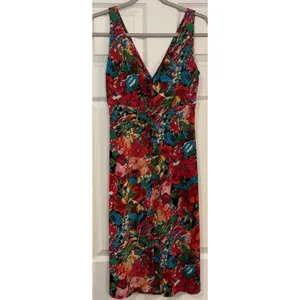 Lauren Ralph Lauren Faux Wrap Dress Sz 6 Floral Stretch Vibrant Jersey‎ Ruched thumbnail 2