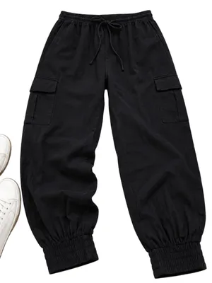 Pinch Black Drawstring Cargo Jogger Pants Lightweight Utility Pocket Pants L EUC thumbnail 1