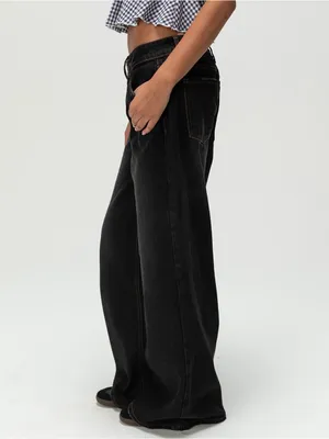 RSQ Low Rise Baggy Wide Leg Jeans In Washed BLACK Sz. 27 thumbnail 3