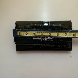 Guess Black Croc-Embossed Wallet with Silver Logo Clasp – 7” Width thumbnail 5