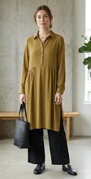 Aker Womens Tunic Dress Size‎ 38 (M) Minimal Lagenlook Euro Lagom Quiet Luxury thumbnail 1