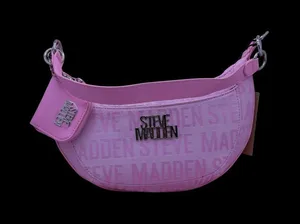 Steve Madden Pink Baguette Shoulder Bag Logo Print NWT thumbnail 1