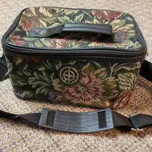 Vintage Compass Black Green Burgundy Floral Tapestry Shoulder Travel Luggage Bag thumbnail 10