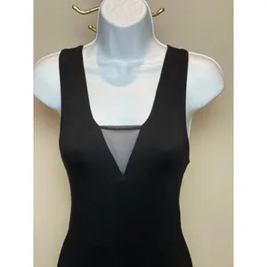 Monteau Maxi Dress Size S Black V Neck Sheer Accent Racerback NWT thumbnail 3