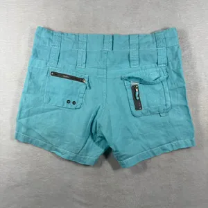 Pete & Greta by Johnny Was Turquoise Linen Cargo Utility Shorts Womens 6 Y2K thumbnail 8